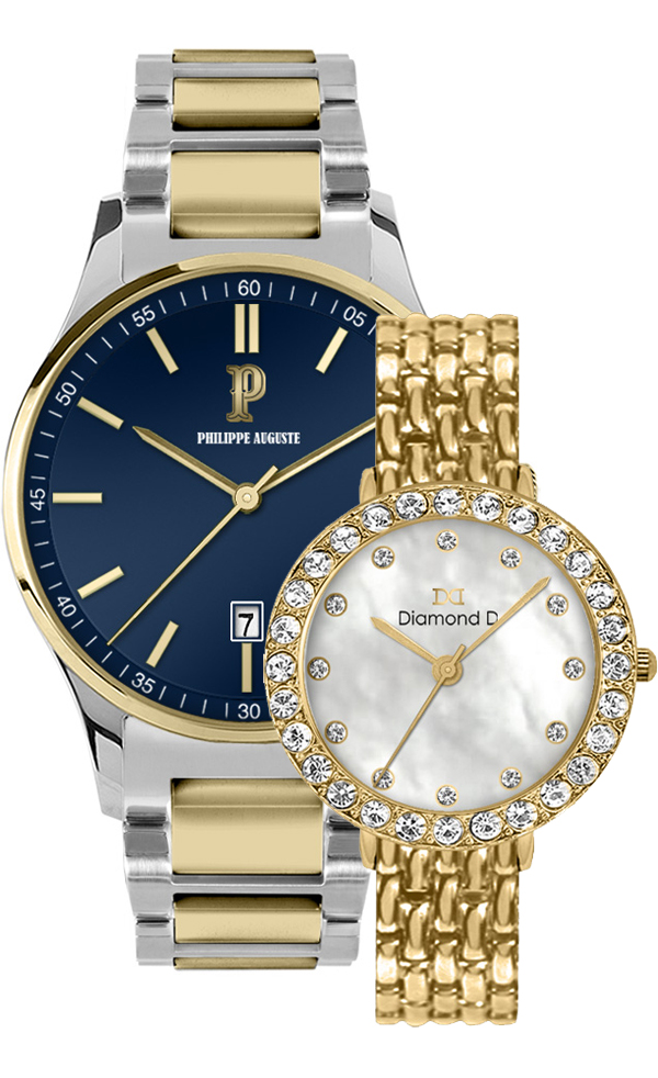 Đồng hồ Philippe Auguste PA5005K + Diamond D DD6015B